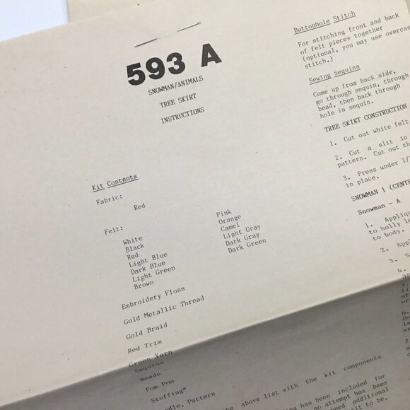 Tree Skirt Kit Titan Christmas 593 Snowman Animals Felt 36" Vintage Needlecraft - Picture 10 of 10